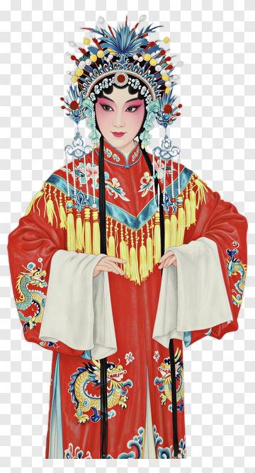 Traditional Chinese Opera Performer In Elaborate Costume PNG
