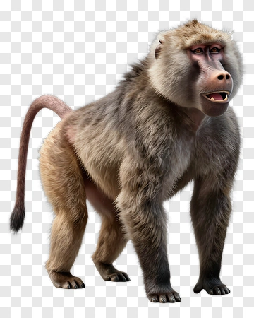 Realistic Baboon Standing Proudly PNG