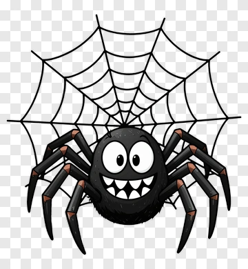 Cartoon Spider In A Web PNG