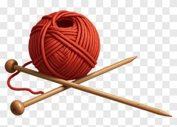 Red Yarn Ball With Knitting Needles PNG