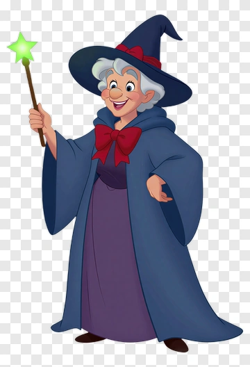 Cartoon Witch Holding A Magic Wand PNG