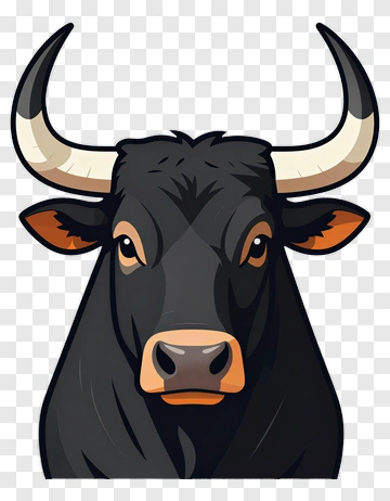 Cartoon Black Bull Head PNG