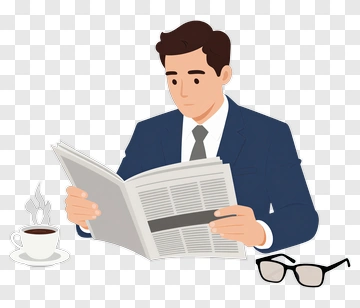 Businessman Reading A Newspaper With Coffee PNG