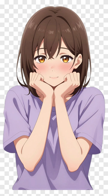 Smiling Girl In Purple Shirt PNG
