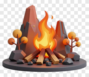 Campfire With Mountains And Trees PNG