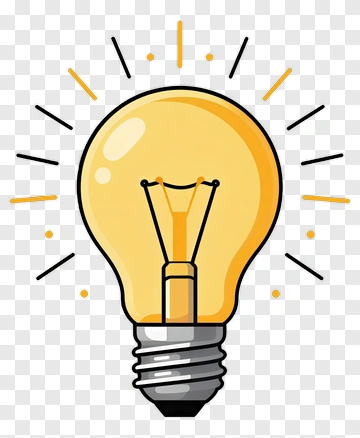 Cartoon Light Bulb With Rays PNG