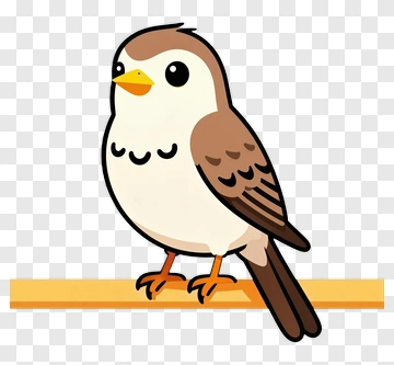 Cartoon Sparrow On A Branch PNG