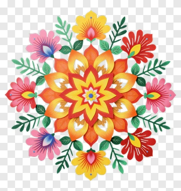Colorful Floral Mandala Design PNG