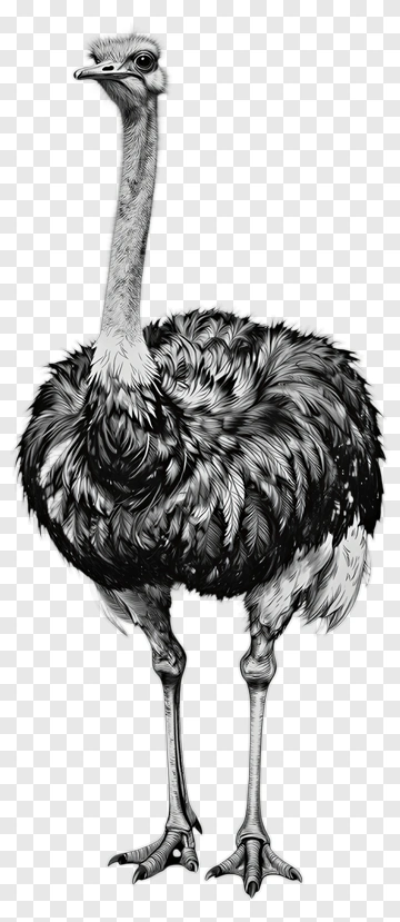 Ostrich Standing With Fluffy Feathers PNG
