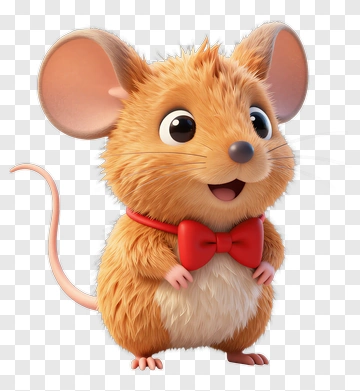 Cartoon Mouse With A Red Bow Tie PNG