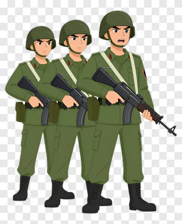 Cartoon Soldiers Standing With Rifles PNG