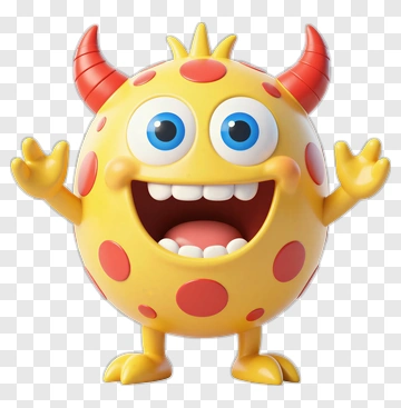 Cartoon Monster Character With Horns PNG
