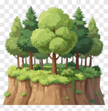 Colorful Forest With Green Trees PNG