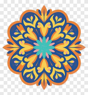 Colorful Floral Mandala Design PNG