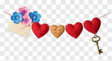 Colorful Garland With Hearts And Flowers PNG