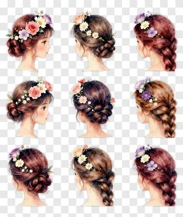 Hairstyles With Floral Accessories PNG