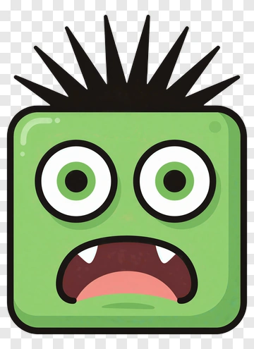 Cartoon Green Monster Face PNG
