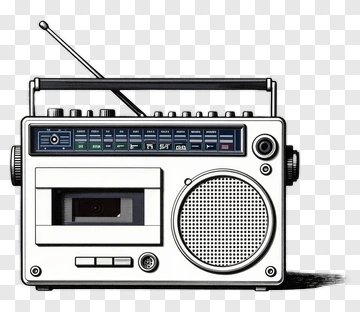 Retro Boombox With Cassette Player PNG
