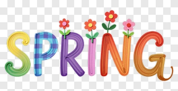 Colorful Spring Text With Flowers PNG