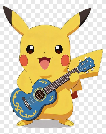 Pikachu Playing A Blue Guitar PNG