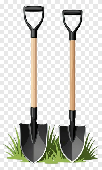 Shovels On Grass PNG