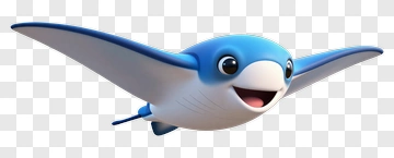 Cartoon Stingray Swimming With A Happy Expression PNG