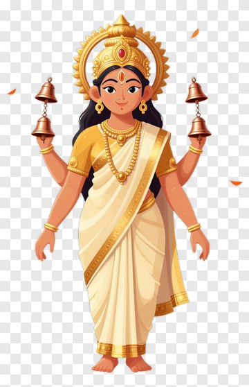 Hindu Goddess Holding Bells PNG