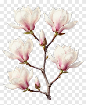 Magnolia Flower Branch PNG
