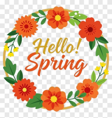 Hello Spring Floral Wreath PNG