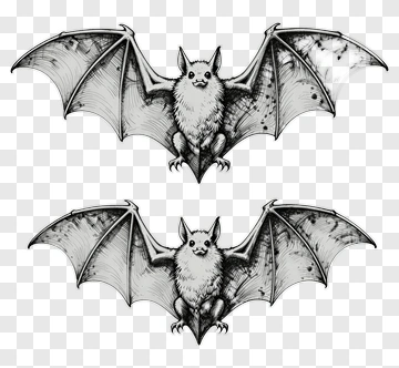 Illustration Of Two Bats With Outstretched Wings PNG