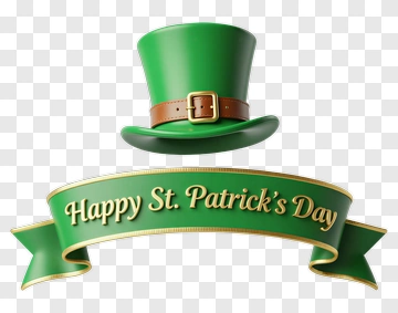 Green Leprechaun Hat With Happy St. Patrick's Day Banner PNG