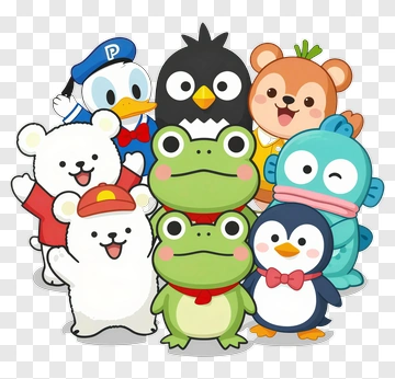 Cartoon Animal Group PNG