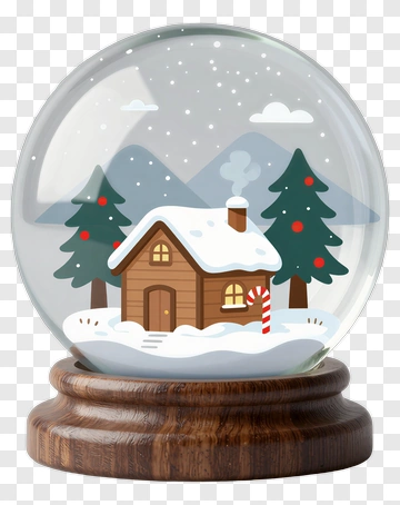Snow Globe With House And Pine Trees PNG