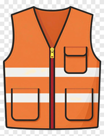 Orange Safety Vest With Reflective Stripes PNG