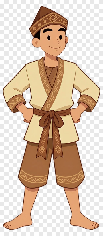 Cartoon Boy In Traditional Clothing PNG