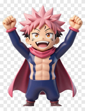 3D Character With Pink Hair And Cape PNG