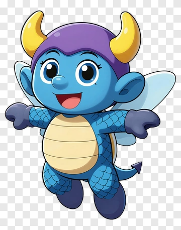 Cartoon Blue Dragon Character PNG