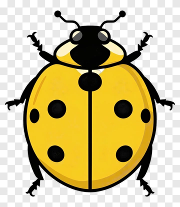 Cartoon Yellow Ladybug With Black Spots PNG