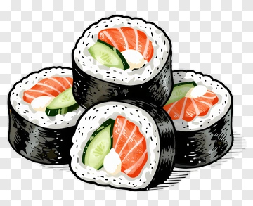 Sushi Rolls With Salmon And Cucumber PNG