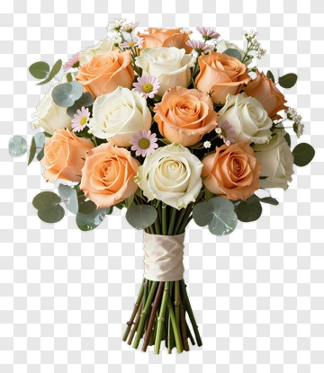 Rose Bouquet With Eucalyptus And Daisies PNG