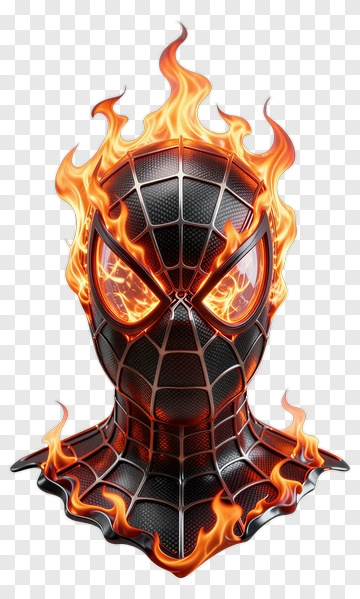 Flaming Spider-Man Head PNG