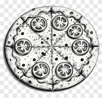 Black And White Pizza With Tomato Slices PNG