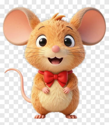 Cartoon Mouse With A Red Bowtie PNG
