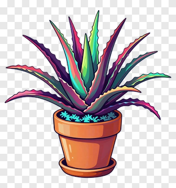 Colorful Potted Plant PNG