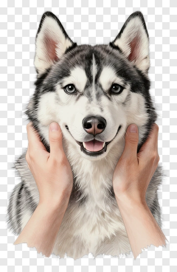 Husky Dog Being Held By Hands PNG