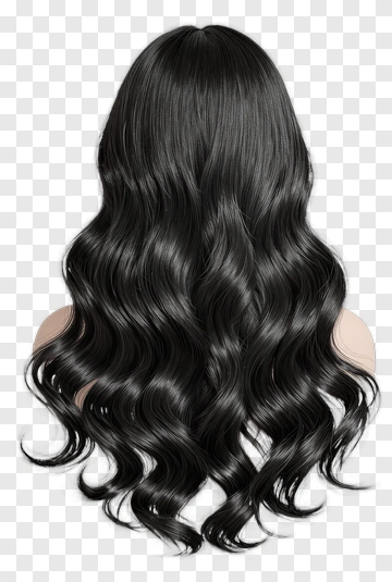 Long Wavy Black Hair PNG