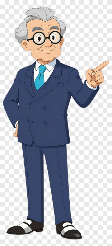 Cartoon Man In A Suit Pointing PNG