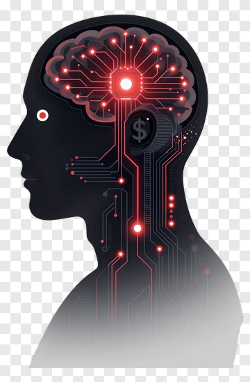 Digital Brain Concept With Circuitry And Dollar Symbol PNG