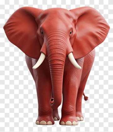 3D Red Elephant PNG