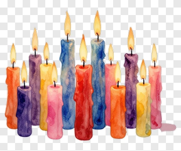 Colorful Candles With Flames PNG